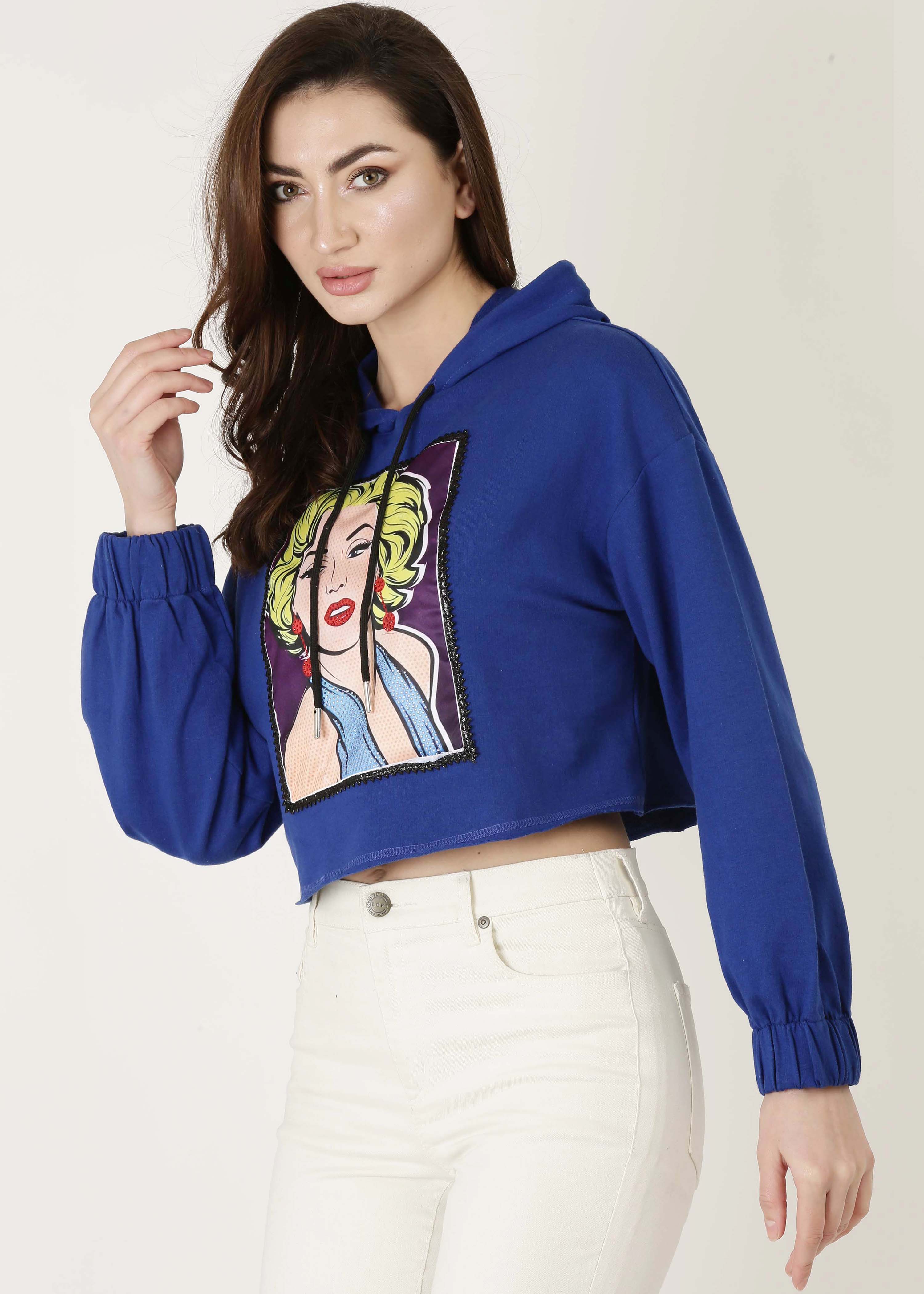 Marilyn Monroe Digital Print Cropped Hooded sweat