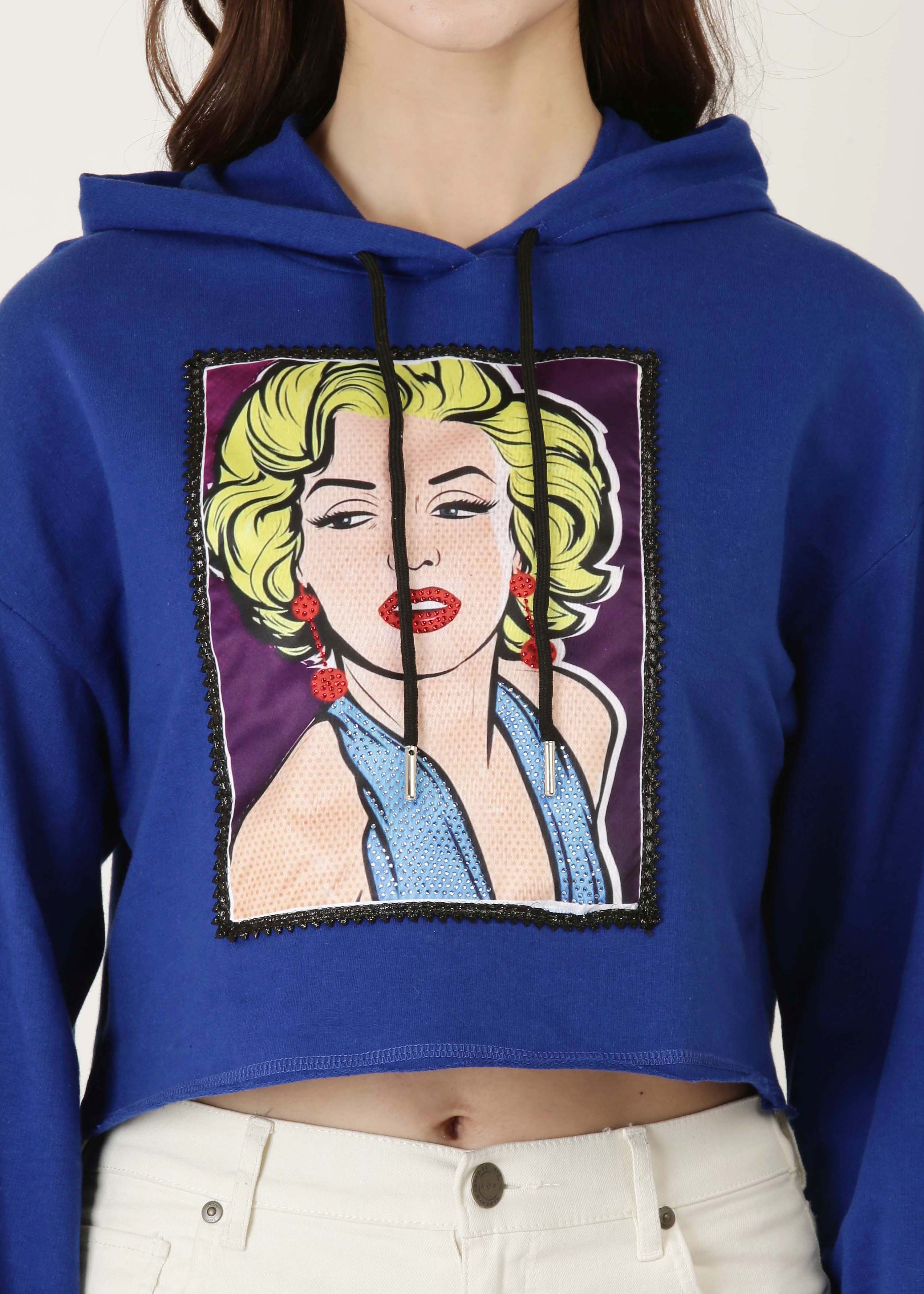 Marilyn Monroe Digital Print Cropped Hooded sweat