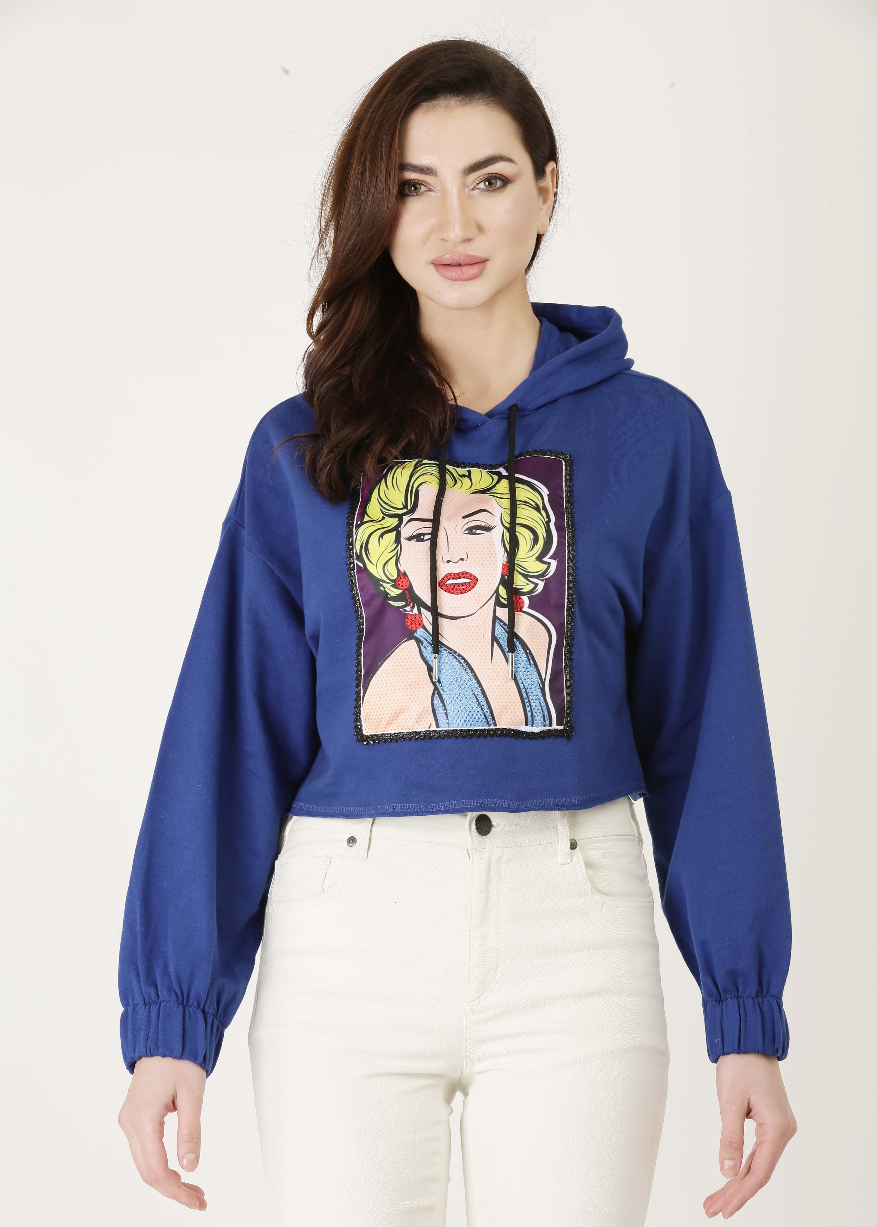 Marilyn Monroe Digital Print Cropped Hooded sweat